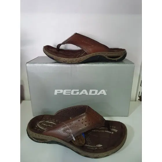 Chinelo Pegada Masculino Couro Pinhão Original Anatômico Confortável e Durável 131663