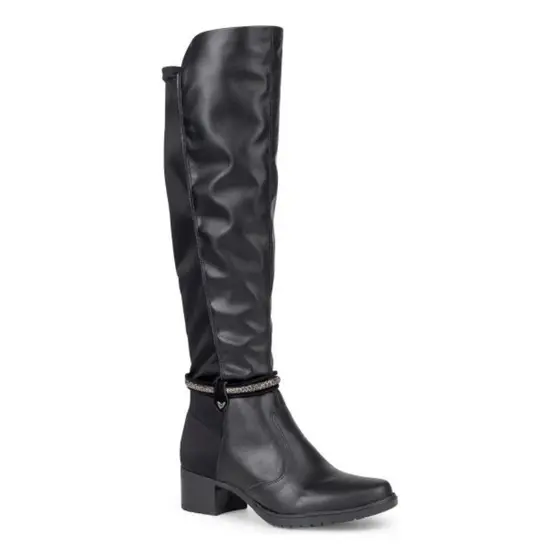 Mississipi Bota Cano Longo Elastano Conforto e Maciez Salto Feminino Preto 0333