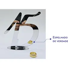 Topo De Bolo 15 Anos Acrílico Espelhado Dourado/prateado/rose  Debutante Enfeite De Festa Aniversário Luxo
