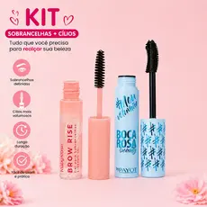 KIT Gel Para Sobrancelhas Ruby Rose Brow Rise + Boca Rosa Máscara Para Cílios Rímel Meu Volumao