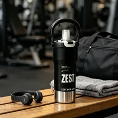 Copo Térmico Academia Treino De Inox 800ml Com Alça E Canudo Garrafa Carro Premium Parede Dupla À Vácuo