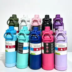 Garrafa Térmica Esportiva Academia Inox 600mlL Com Alça Portátil Squeeze Termo Isolamento À Vácuo Livre de BPA