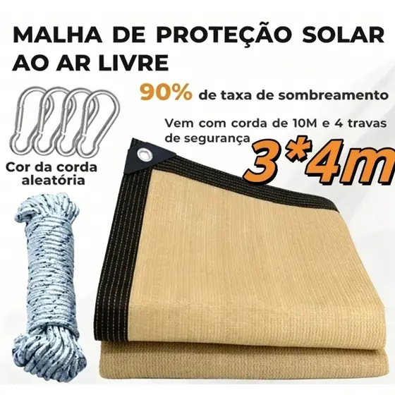 Tela Sombrite 90% 4x3m Bainha Reforçada Com Llhos Metálicos S8