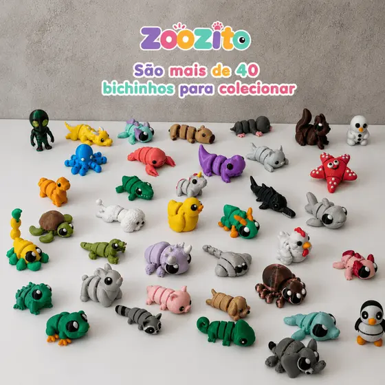 Kits Wiggles Mini Animais Flexíveis - Kits 06/12/16/24/37/44  e 50 unidades - Bixinhos articulados