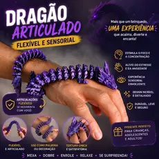 Dragão Articulado Flexível 42 cm Relaxante\ Decorativo\ Gamer\ Colecionável\ Sensorial