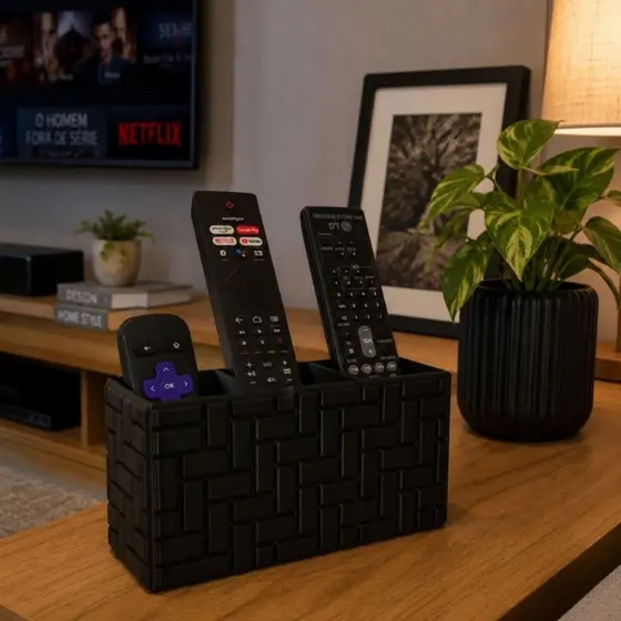 Porta Controle Remoto Tijolinho | Organizador de Controles e objetos Decorativo | Decoração Sala de Estar