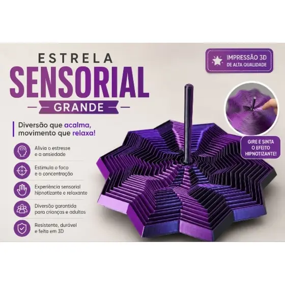 Fidget Toy Estrela Sensorial 3D Grande Expansível Anti Stress Relaxamento Depressão Rotativo