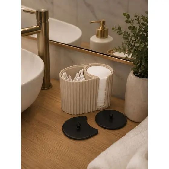 Porta Cotonete e Algodão com Tampa | Organizador para Banheiro e Lavabo | Pote Decorativo
