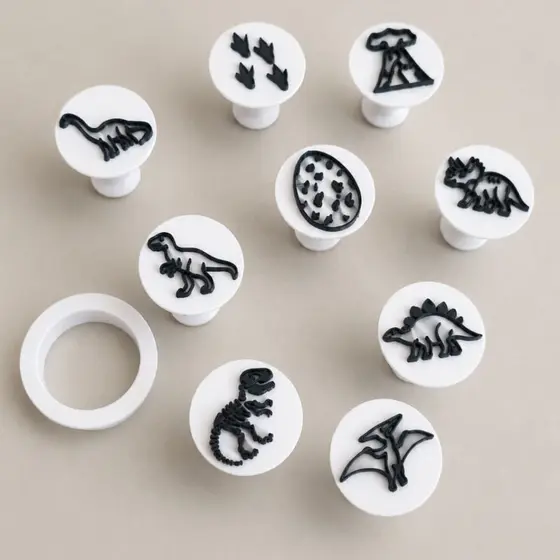 Kit Carimbos para Massinha de Modelar Dinossauro | Brinquedo Educativo Infantil |Cortador|Moldes|Forminhas para Massinha