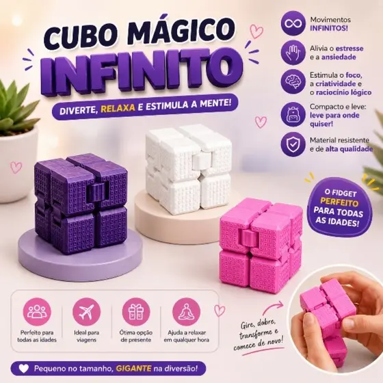 Cubo mágico infinito brinquedo criativo anti stress satisfatório 1 unidade com várias opções de cores