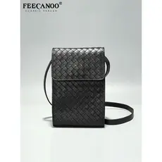 Bolsa tecido bolsa para celular couro genuíno meninos pequena bolsa de ombro moda Casual bolsa pequena tridimensional bo