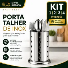 Porta Talheres Inox 1/2/3/4 Premium 16,5cm Escorredor Organizador Para Bancada De Cozinha Garfos E Facas Resistente