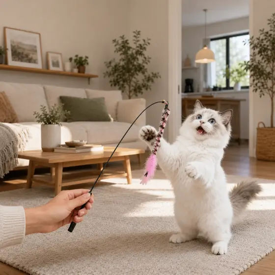 1 a 6 Varinhas / Varetas Interativas para Gatos com Penas Pompons Guizos Brinquedos