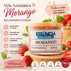 🍓 Vela Aromática Morango 100g Artesanal Essência Premium Perfumada Decoração