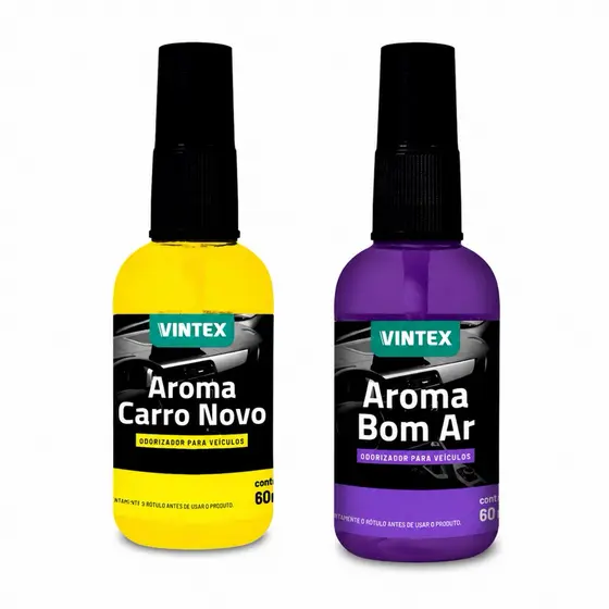 KIT Arominha Cheirinho BOM AR + CARRO NOVO Vintex Para Carro Spray 60ml A Granel