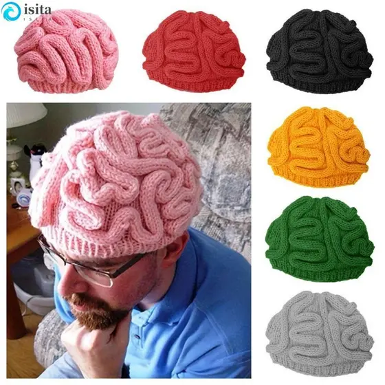 Chapéu De Cérebro De Malha ISITA , Boné Criativo Brincalhão Do , Gorro Elástico Grosso Macio Quente Engraçado Ao Ar Livr