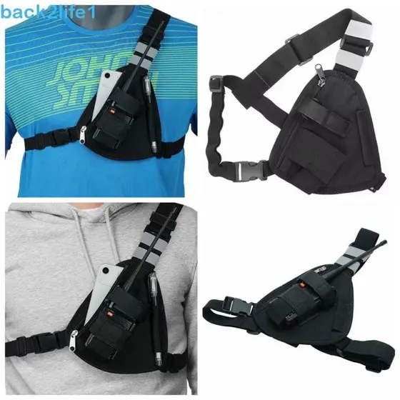 BACK2LIFE1 Bolsa Walkie Talkie , Pacote De Arnês De Peito De Rádio Multifuncional De Tecido Oxford , Crossbody