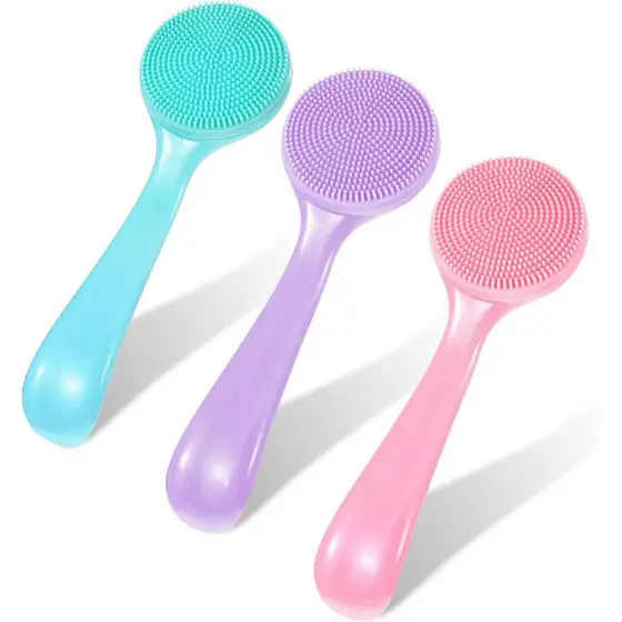 Conjunto de 3 Escovas Faciais de Silicone, Escova de Limpeza Facial de Silicone para Limpeza Profunda, Esfoliação e Remo