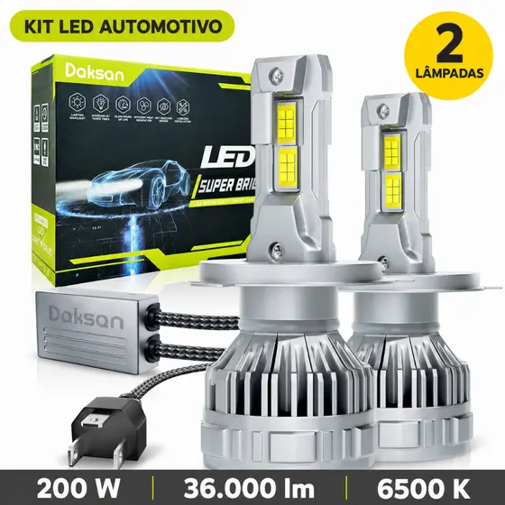 Par 36000LM 200W LED Lâmpadas De Farol De Carro Alto Brilho Para H4 H7 H11 9005 9006 6500K 9V-32V