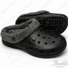 Babuche Masculino Forrado Pelúcia Inverno Antiderrapante Confortável Preto Casual