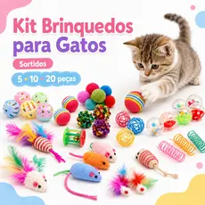 Kit Brinquedos Para Gatos Sortidos Bolinhas Ratinho Mola Pom Pom Interativo Anti Tédio Pet