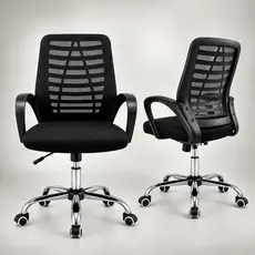Cadeira Escritório Ergonômica Preta Tela Mesh Giratória Com Regulagem de Altura Até 120Kg Premium