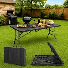 Mesa Dobrável Portátil 1,80m Vira Maleta Plástico Reforçado Alça Nakasaki Camping Churrasco Praia