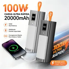 Power Bank Carregador Portátil 20000mAh 100w Digital compatível com iPhone e Samsung Power Bank com Display