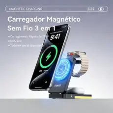Inova Carregador sem fio 3 Em 1 magnético Suporta carregamento rápido Para Samsung/iOS/Android