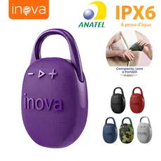 Inova Caixa de Som Clip Bluetooth Mini 5W IPX6 Resistente à Água Gancho e Grave Potente Portátil