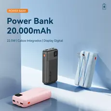Inova Power Bank Portátil 20000mAh Carregamento Rápido tipo c 22,5W com 2 Cabos
