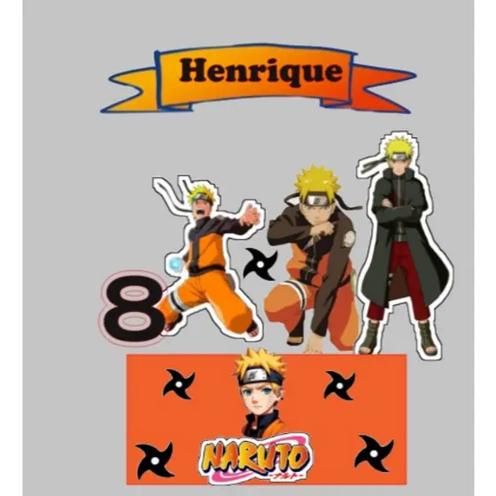 Topo Topper De Bolo Naruto - Topo Personalizado C/ Nome e Idade