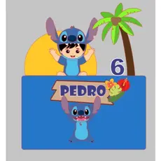 Topo Topper De Bolo Stitch - Topo Personalizado C/ Nome e Idade