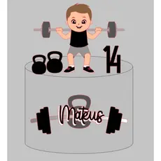 Topo Topper De Bolo Academia Fitness Menino - Topo Personalizado C/ Nome e Idade