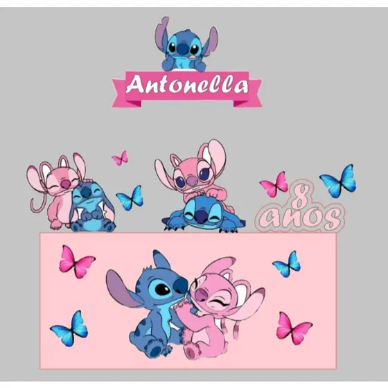 Topo Topper De Bolo Stitch - Topo Personalizado C/ Nome e Idade