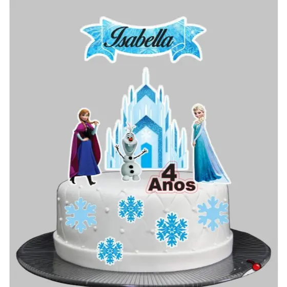 Topo Topper De Bolo Frozen - Topo Personalizado C/ Nome e Idade