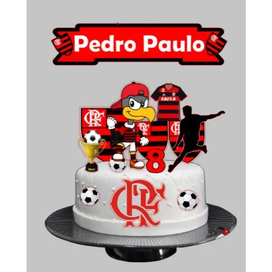 Topo Topper De Bolo Flamengo Mengão - Topo Personalizado C/ Nome e Idade