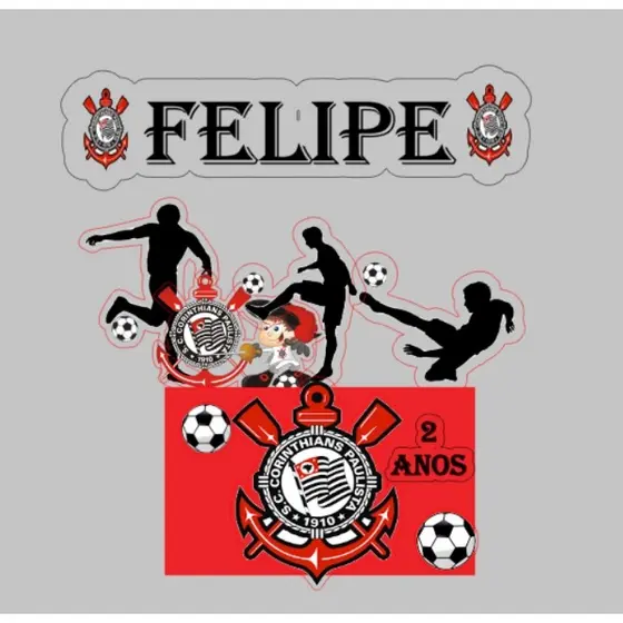 Topo Topper De Bolo Corinthians Timão - Topo Personalizado C/ Nome e Idade