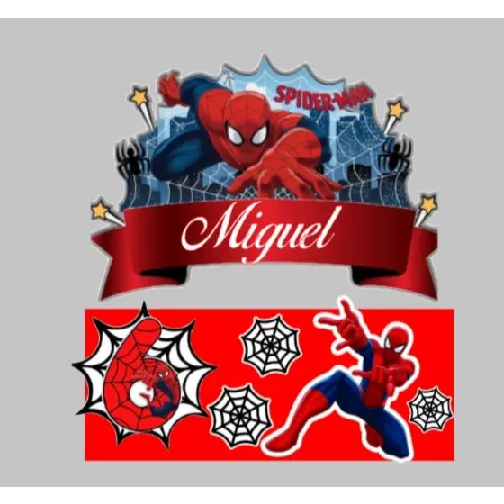 Topo Topper De Bolo Homem Aranha 2 - Topo Personalizado C/ Nome e Idade