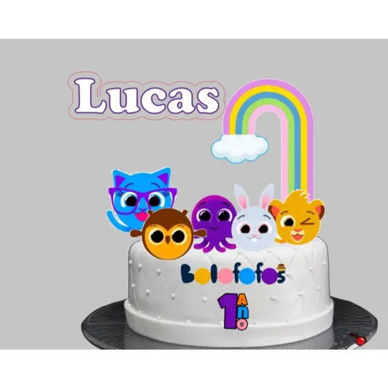 Topo Topper De Bolo Bolo Fofo - Topo Personalizado C/ Nome e Idade
