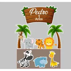 Topo Topper De Bolo Safari - Topo Personalizado C/ Nome e Idade