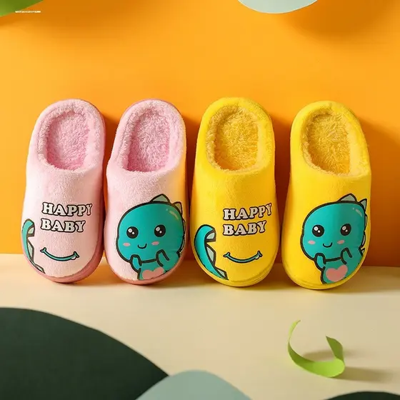 Outono inverno pai-filho crianças sapatos de algodão feminino interior casa dos desenhos animados bonito antiderrapante 