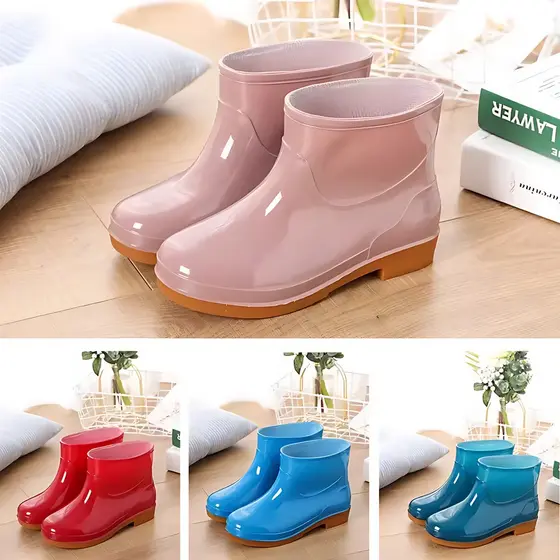 Sapatos de água femininos de cano baixo adulto Mid-tube botas de chuva feminino velo tubo curto moda verão botas de água