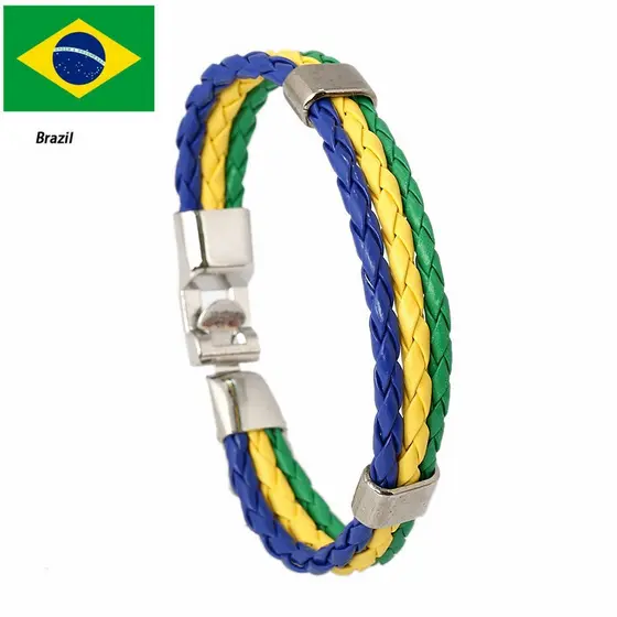 Pulseira Masculina Feminina Couro Trançado Bracelete Casual Fecho Metal Acessório de Moda Unisex Estilo Moderno 22cm