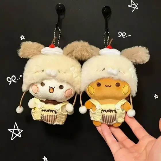 12cm Panda Yier Bonecas Bonito BUBU Dudu Cosplay Olá Kitty Brinquedo De Pelúcia 14 Estilos Usar Chapéu Chaveiro Para Cas