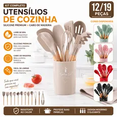 12/19PCS Utensílios De Cozinha Espátula E Colheres De Silicone Cabo De Madeira Sem BPA