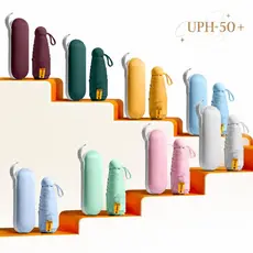 Guarda-Chuva Mini Capsula 5 Dobras - Para Sol e Chuva, Várias Cores e Acompanha Estojo