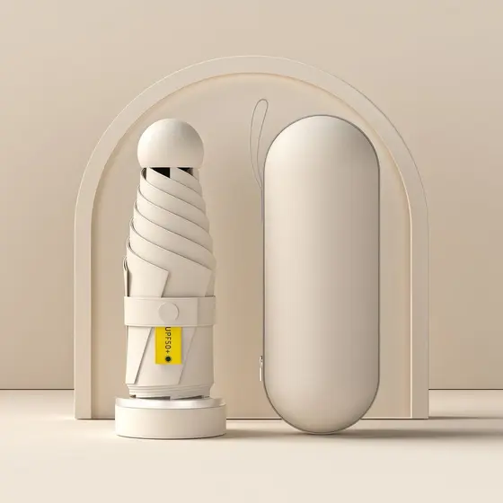 Guarda-Chuva Mini Capsula 5 Dobras - Para Sol e Chuva, Várias Cores e Acompanha Estojo