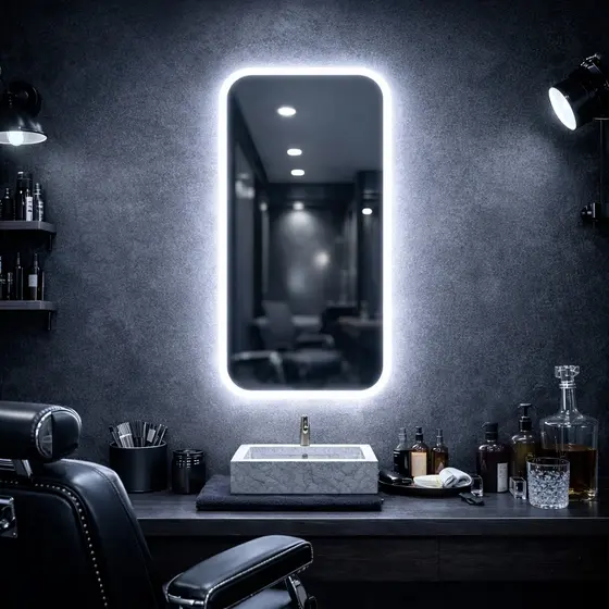 Espelho Com LED Touch Retangular Moderno 80x60cm Iluminação Inteligente Banheiro Camarim Paylow