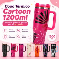 LD 1200ML Copo De Água Em Colaboração Térmico Grande Em Aço Inox Com Tampa Canudo Estilo Praticidade